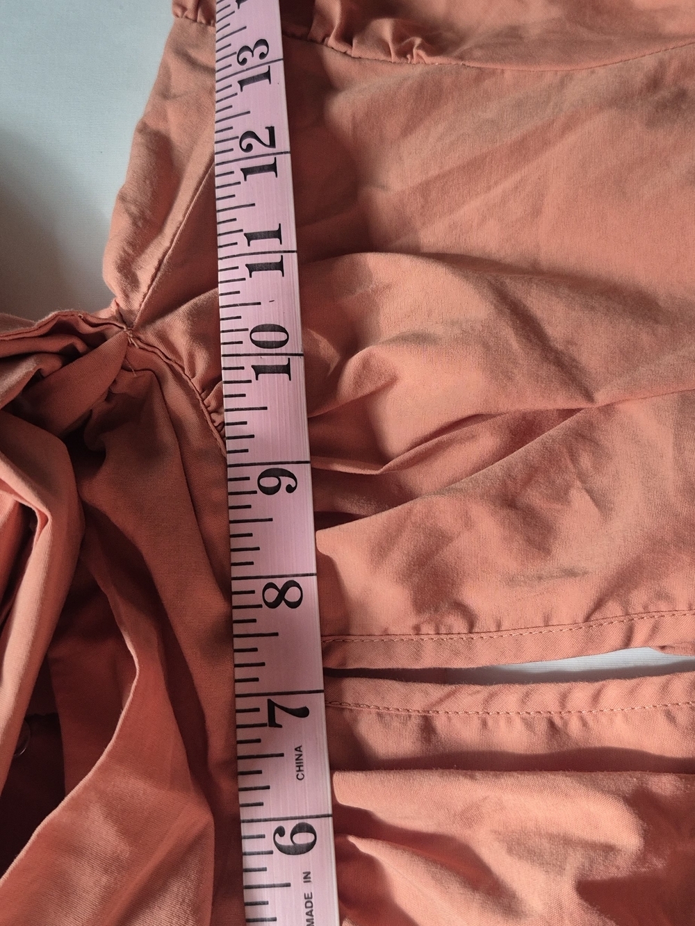 New York And Company Peach High-Low Tie-Neck Blouse - Picture 11 of 12
